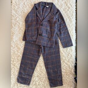 SHEIN Plaid Kids Suit - Blue and Orange